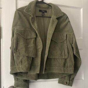 Forever 21 Green Utility Jacket with Wide Lapel Collar